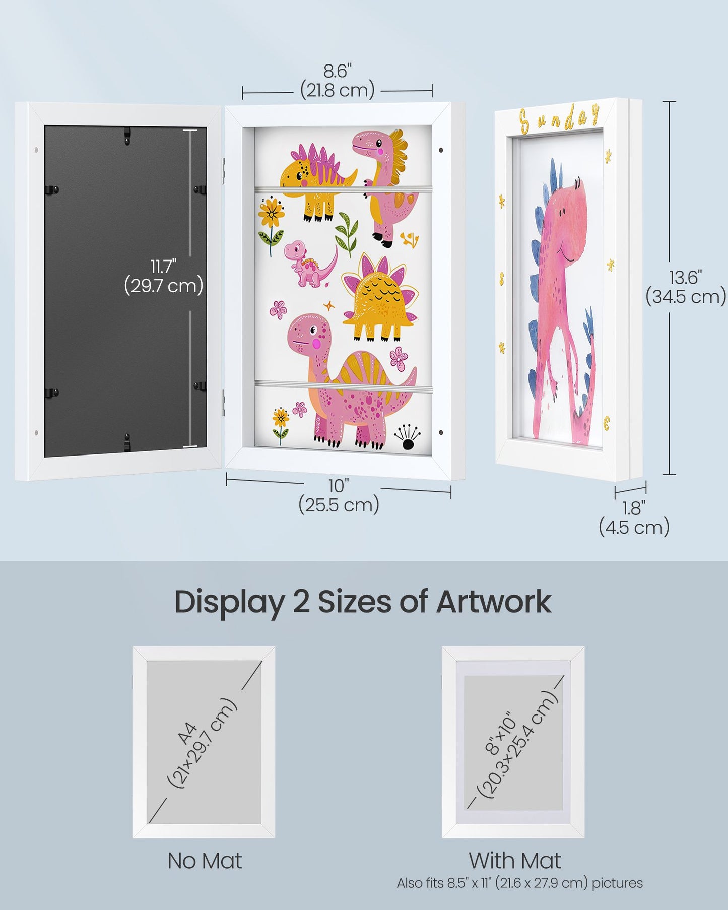 Kids Artwork Frame Changeable, A4, 8.5x11 Art Picture Frame Display for Room Decor