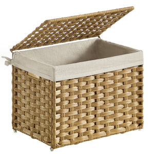 Storage Basket with Lid, Woven Blanket Storage Bin with Handles, Foldable, Removable Liner - image 3