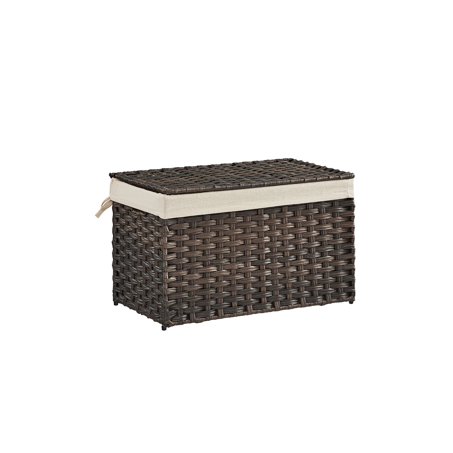 Storage Chest with Lid, Storage Trunk with Cotton Liner and Metal Frame, Storage Box Basket Decorative Bin for Bedroom Closet Laundry Room, Brown