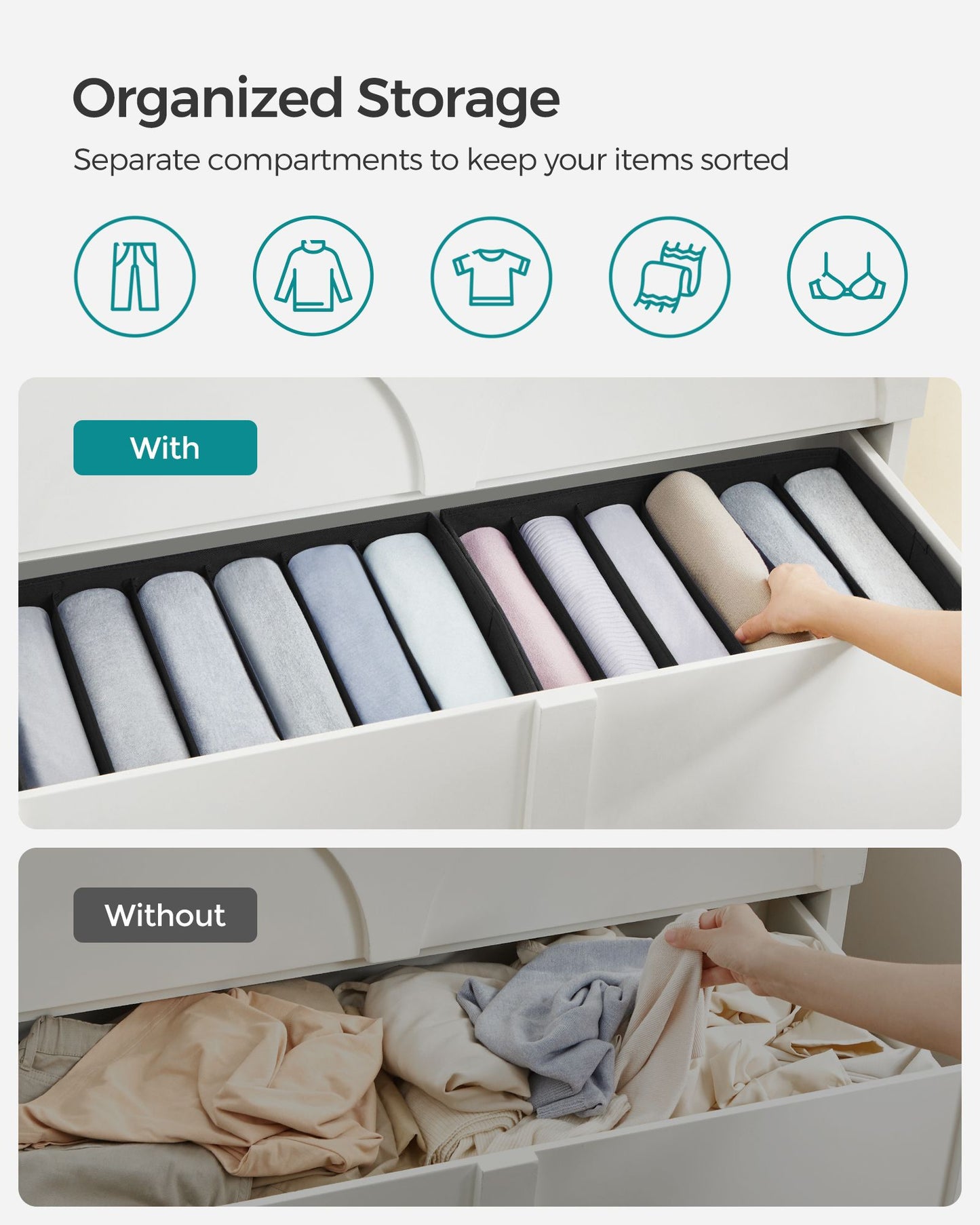 Set of 2 Large Size Wardrobe Clothes Organizers