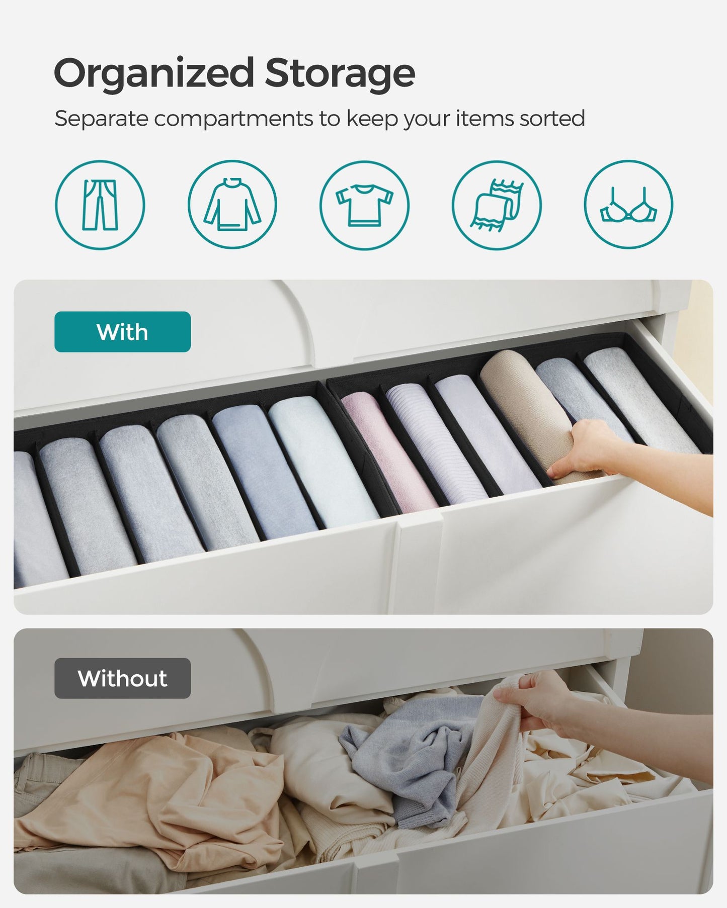 Set of 4 Large Size Wardrobe Clothes Organizers