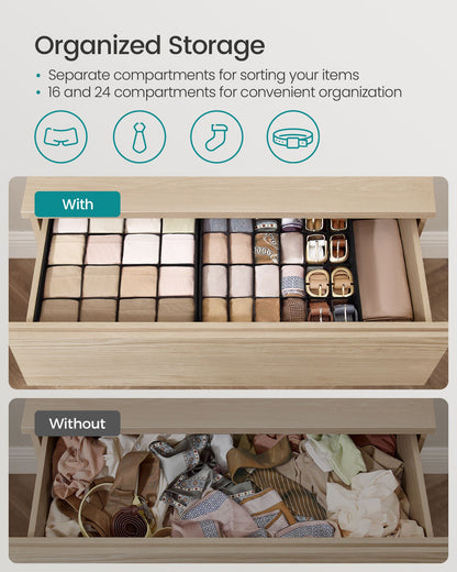 Set of 4 Closet Organizers for Underwear, 80 Cells - HWLEXTRA 