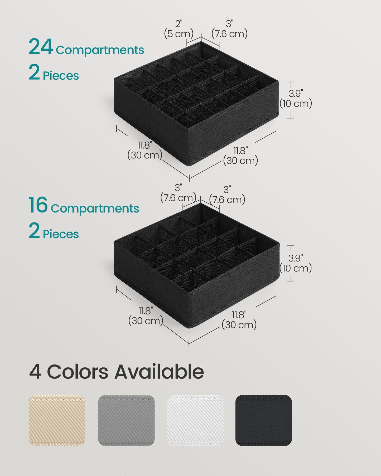 Set of 4 Closet Organizers for Underwear, 80 Cells - HWLEXTRA 