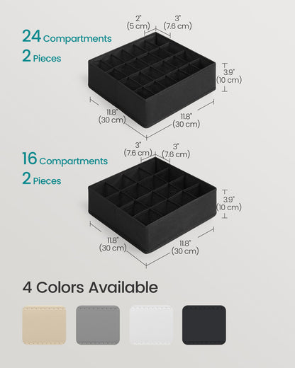 Set of 4 Closet Organizers for Underwear, 80 Cells - HWLEXTRA 