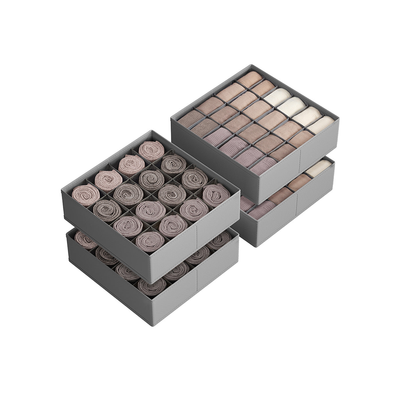 Set of 4 Closet Organizers for Underwear, 80 Cells