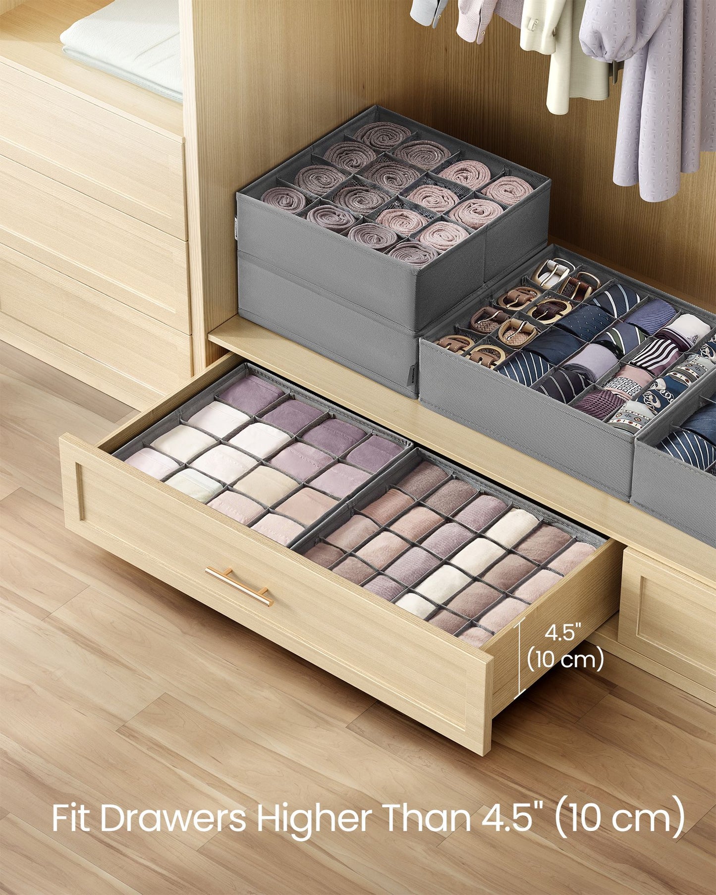 Set of 6 Closet Organizers for Underwear, 120 Cells