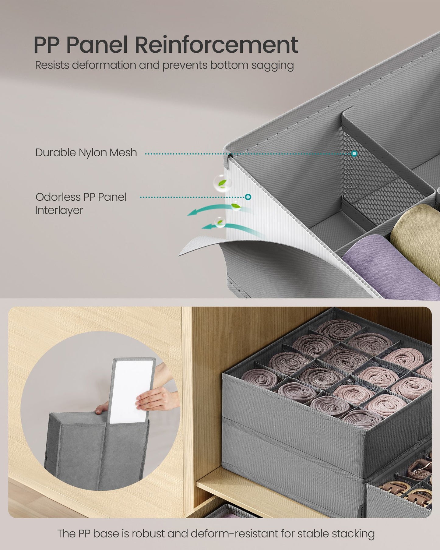 Set of 6 Closet Organizers for Underwear, 120 Cells