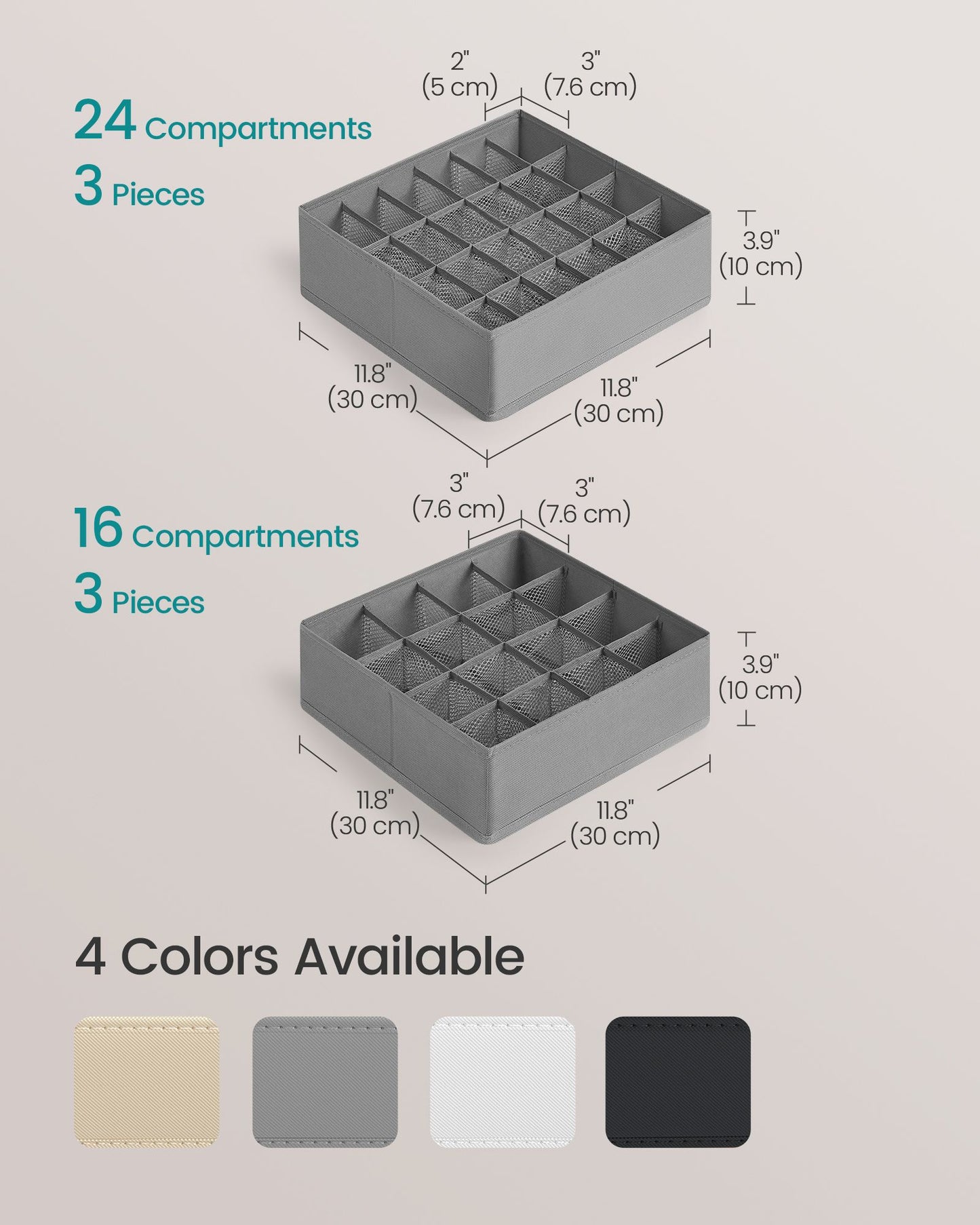Set of 6 Closet Organizers for Underwear, 120 Cells