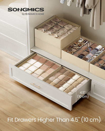 Set of 4 Closet Organizers for Underwear, 80 Cells - HWLEXTRA 