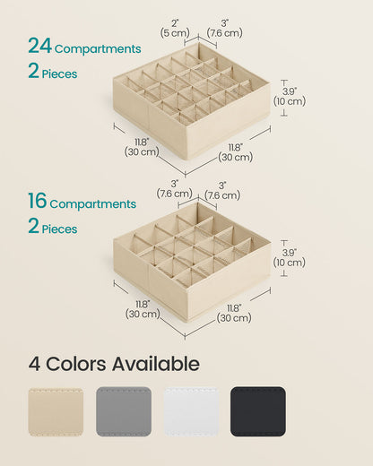 Set of 4 Closet Organizers for Underwear, 80 Cells - HWLEXTRA 