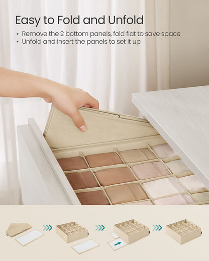 Set of 4 Closet Organizers for Underwear, 80 Cells - HWLEXTRA 
