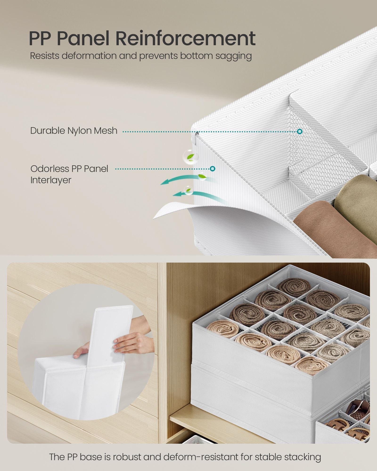 Set of 4 Closet Organizers for Underwear, 80 Cells - HWLEXTRA 