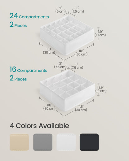 Set of 4 Closet Organizers for Underwear, 80 Cells - HWLEXTRA 
