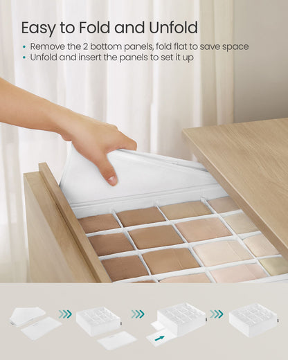 Set of 4 Closet Organizers for Underwear, 80 Cells - HWLEXTRA 