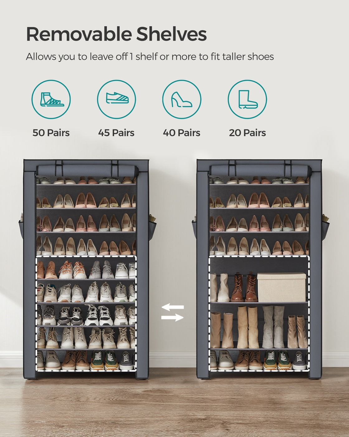 Gray Enclosed Shoe Rack