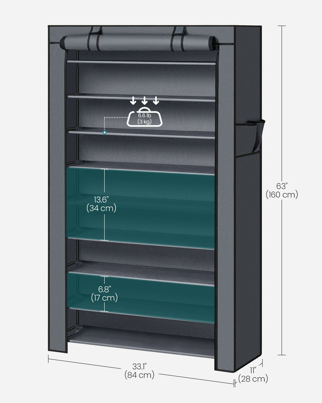 Gray Enclosed Shoe Rack