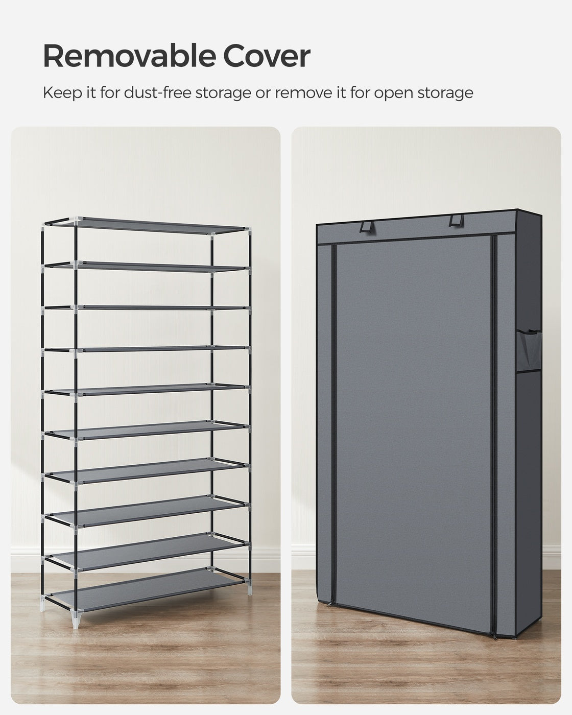 Gray Enclosed Shoe Rack
