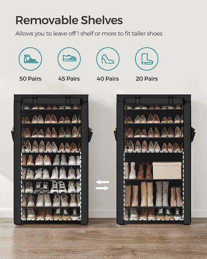 10-Tier Shoe Rack, 34.6 x 11 x 63 Inches, Holds up to 50 Pairs