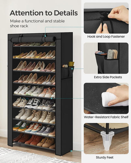 10-Tier Shoe Rack, 34.6 x 11 x 63 Inches, Holds up to 50 Pairs