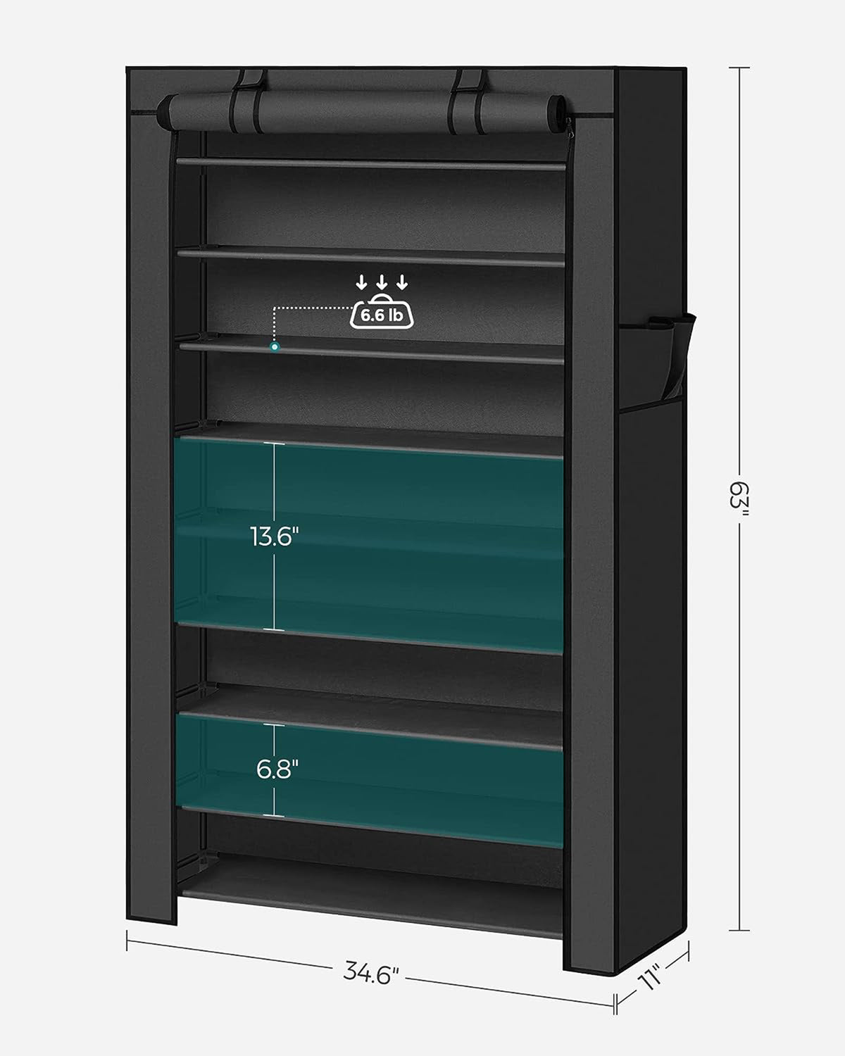 10-Tier Shoe Rack, 34.6 x 11 x 63 Inches, Holds up to 50 Pairs