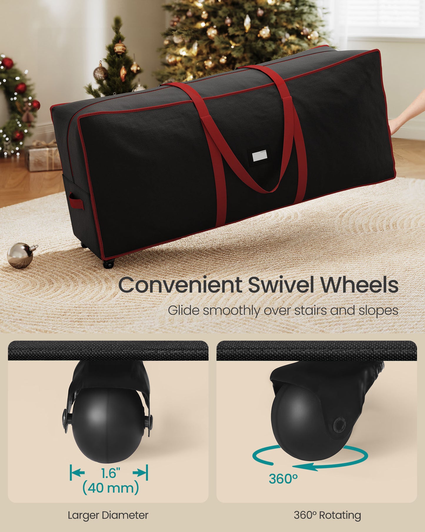 Christmas Tree Storage Bag with 1.6-Inch Wheels