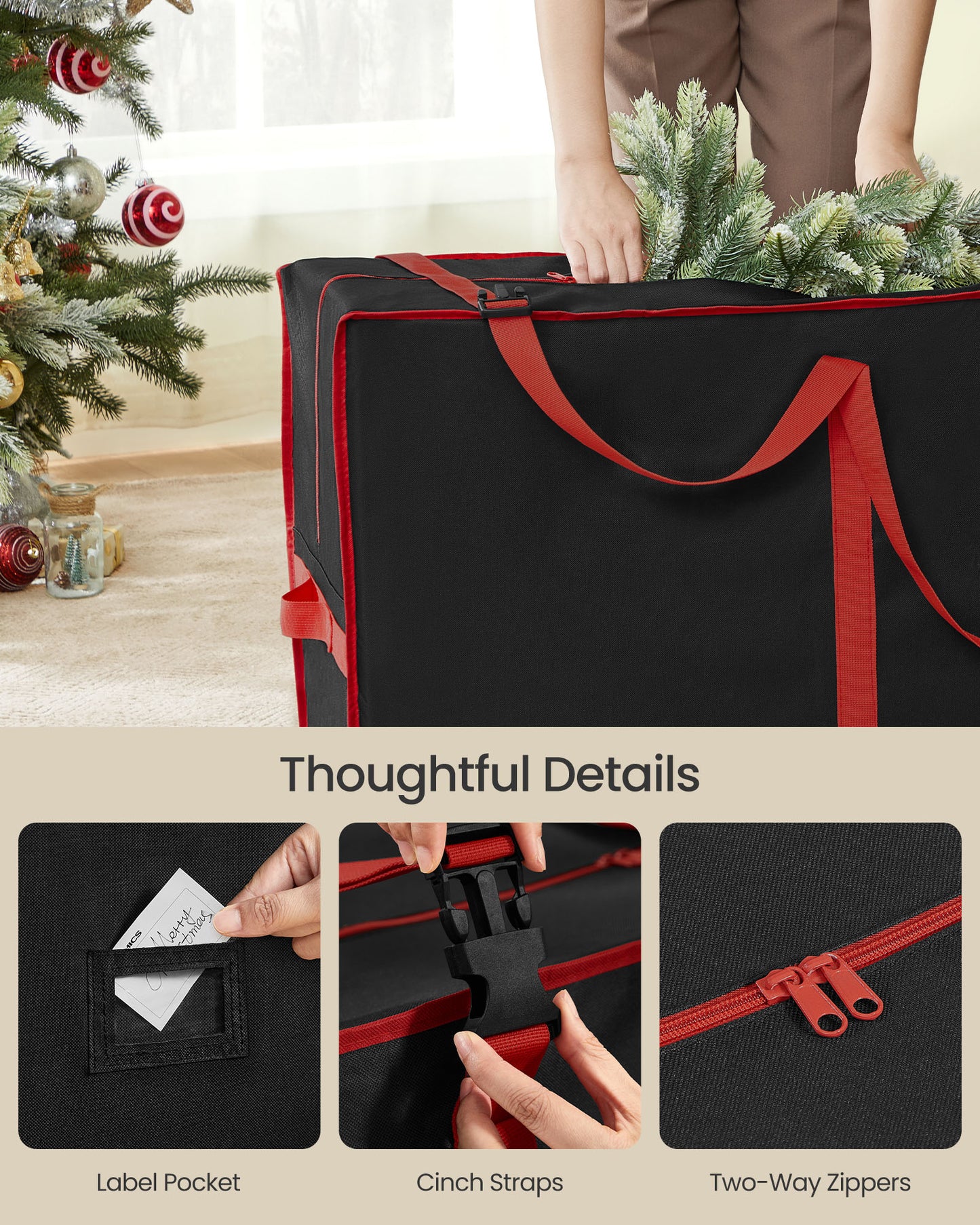 Christmas Tree Storage Bag with 1.6-Inch Wheels
