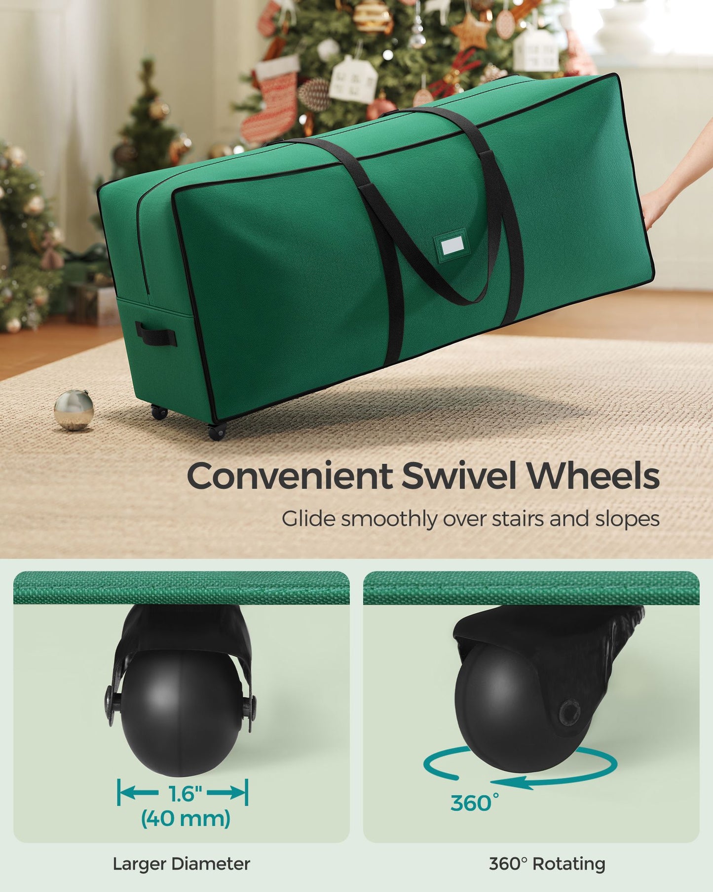 Christmas Tree Storage Bag with 1.6-Inch Wheels
