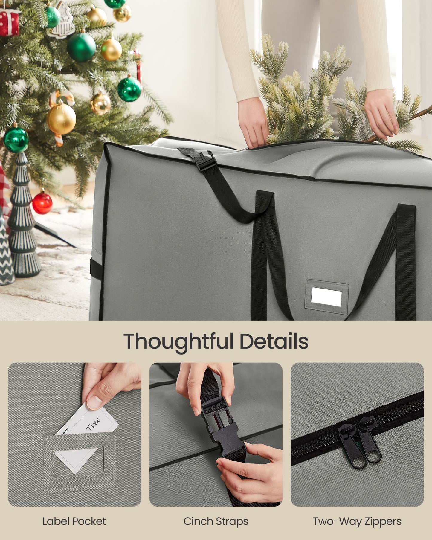 Christmas Tree Storage Bag with 1.6-Inch Wheels