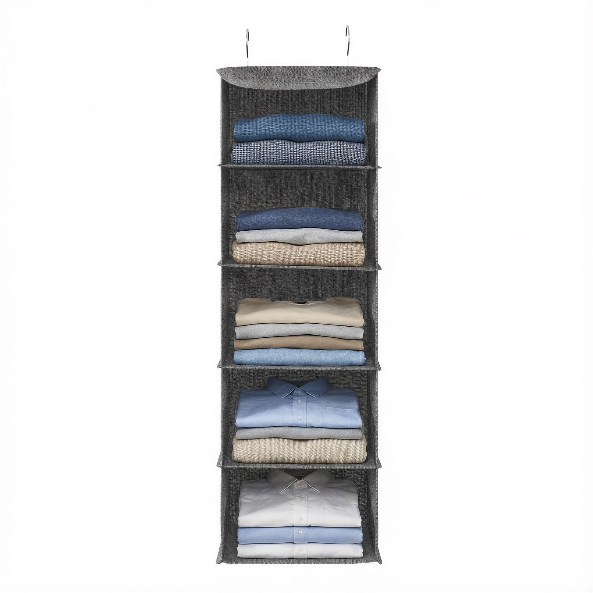 Set of 2 Foldable Hanging Closet Shelves, Wardrobe Storage Organisers with Metal Hooks - image 8