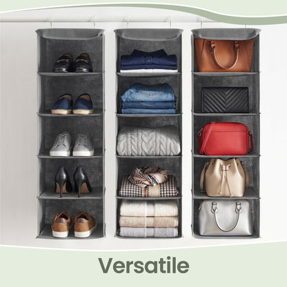 Set of 2 Foldable Hanging Closet Shelves, Wardrobe Storage Organisers with Metal Hooks - image 12