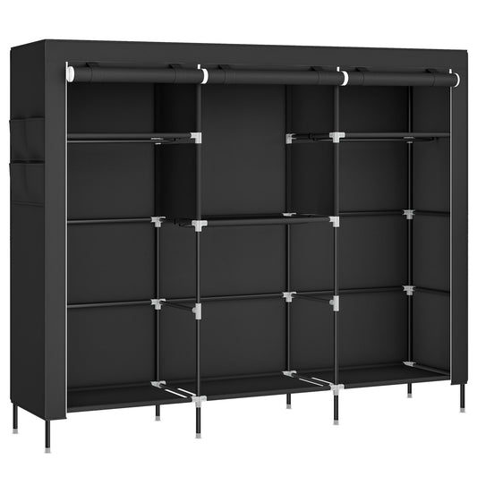 Portable Closet, Fabric Wardrobe, 4 Hanging Rods, 74.4 x 17.7 x 70.9 Inches, Black