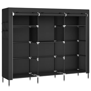 Portable Closet, Fabric Wardrobe, 4 Hanging Rods, 74.4 x 17.7 x 70.9 Inches, Black