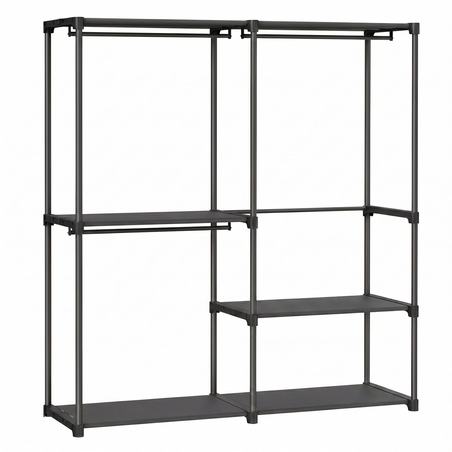 Freestanding Clothing Rack, Large Capacity Closet with 3 Hanging Rods and Shelves, for Bedroom, Black - image 1