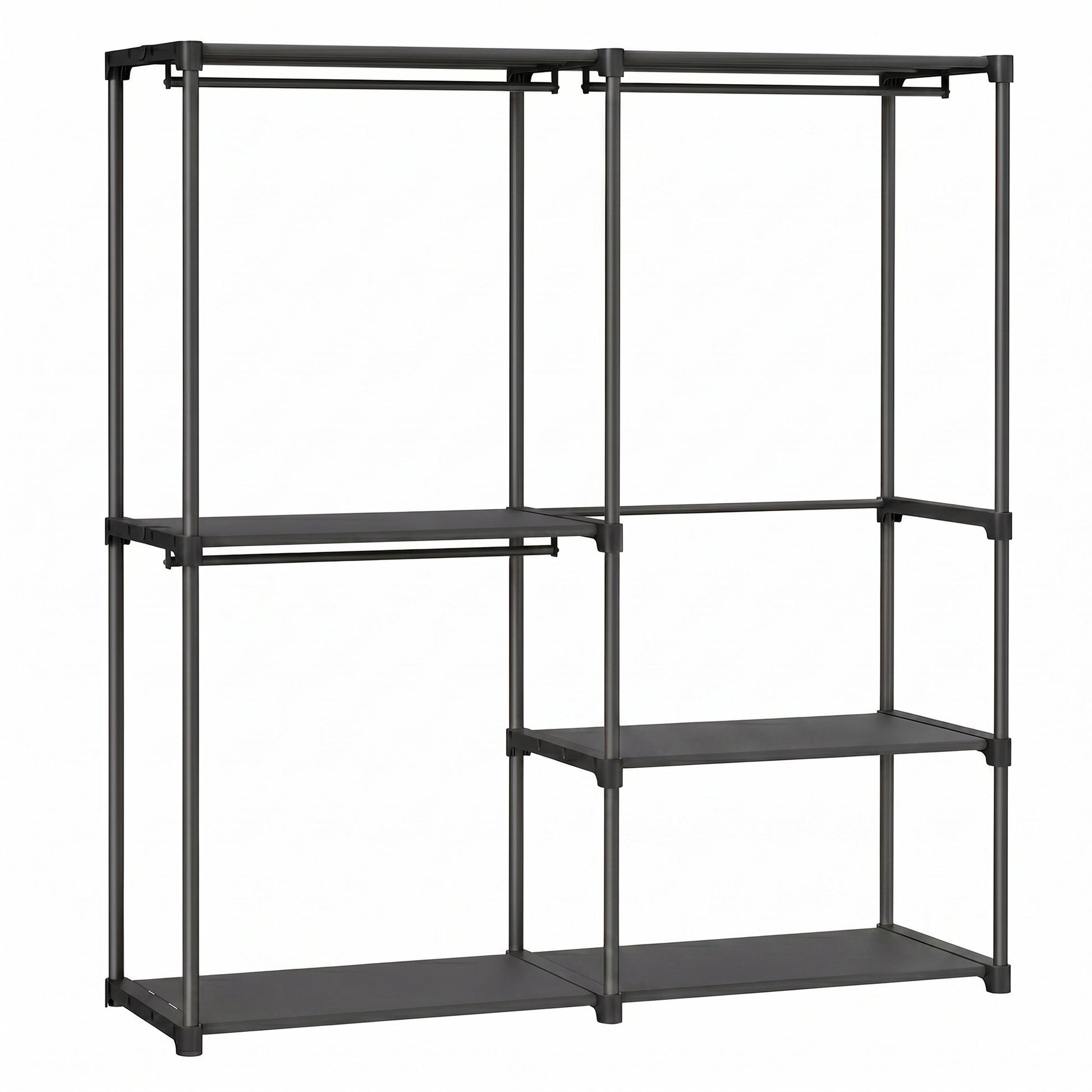Freestanding Clothing Rack, Large Capacity Closet with 3 Hanging Rods and Shelves, for Bedroom, Black - image 1
