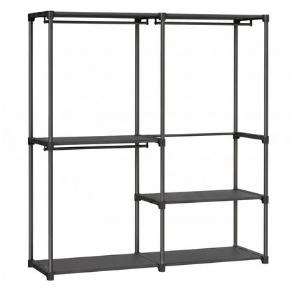 Freestanding Clothing Rack, Large Capacity Closet with 3 Hanging Rods and Shelves, for Bedroom, Black - image 1