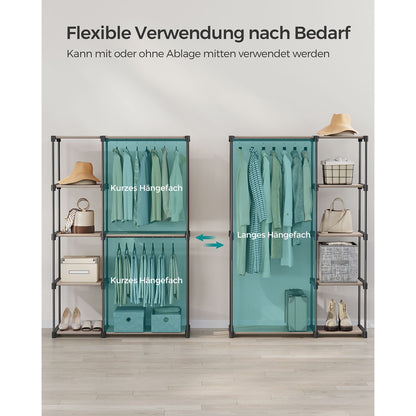 Open Wardrobe with 2 Hanging Rods & Shelves, Portable Closet Organizer for Bedroom/Laundry Room