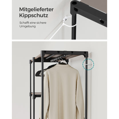 Open Wardrobe with 2 Hanging Rods & Shelves, Portable Closet Organizer for Bedroom/Laundry Room