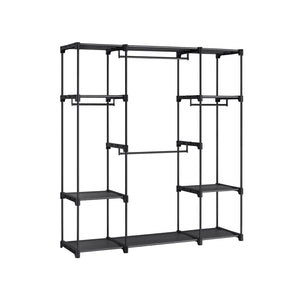 Freestanding Clothes Rack with Shelves, Hanging Rods