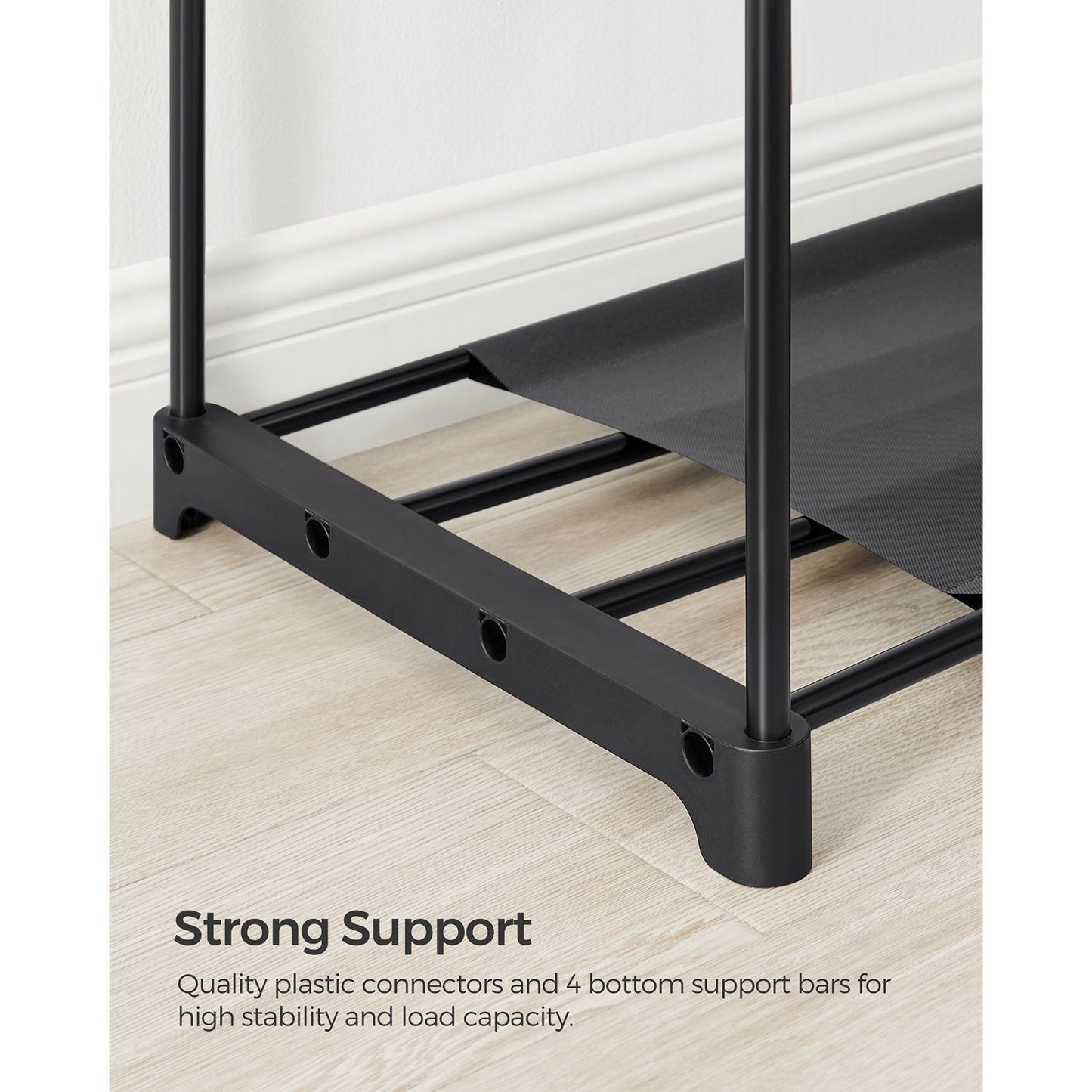 Freestanding Clothes Rack with Shelves, Hanging Rods