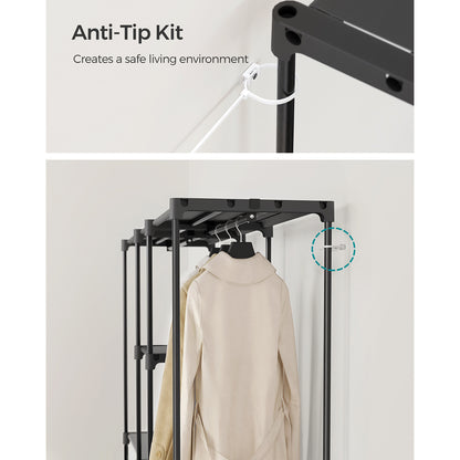 Freestanding Closet Organizer with Shelves, Hanging Rods