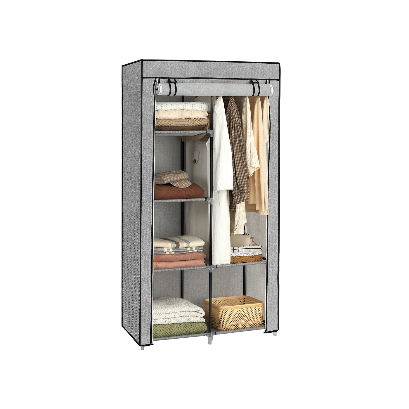 Grey Small Portable Closet with Metal Frame & Fabric Cover - image 2