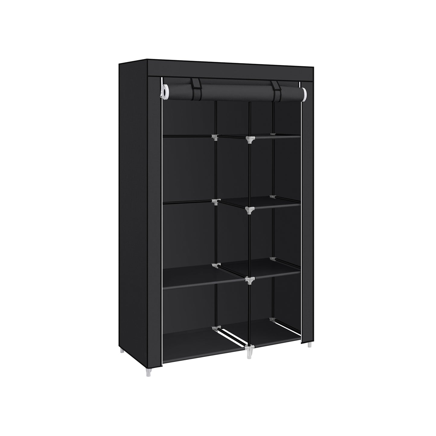 Black Portable Wardrobe with Fabric Cover - image 2