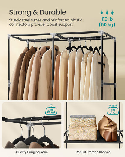Portable Wardrobe with 3 Hanging Rails - image 25