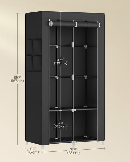 Portable Wardrobe with 3 Hanging Rails - image 28