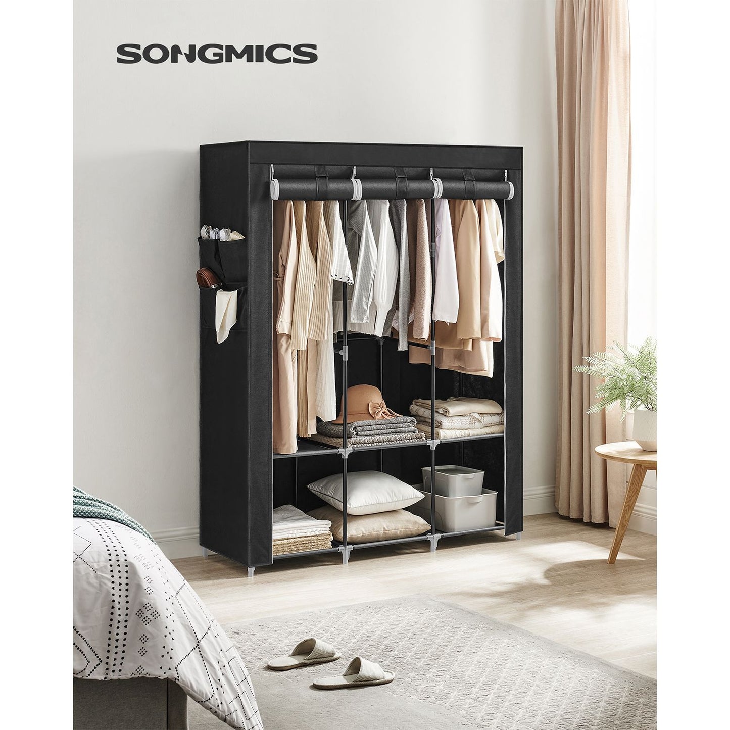 Portable Closet with 3 Hanging Rods