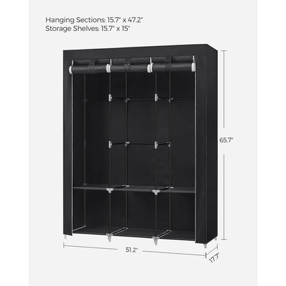 Portable Closet with 3 Hanging Rods