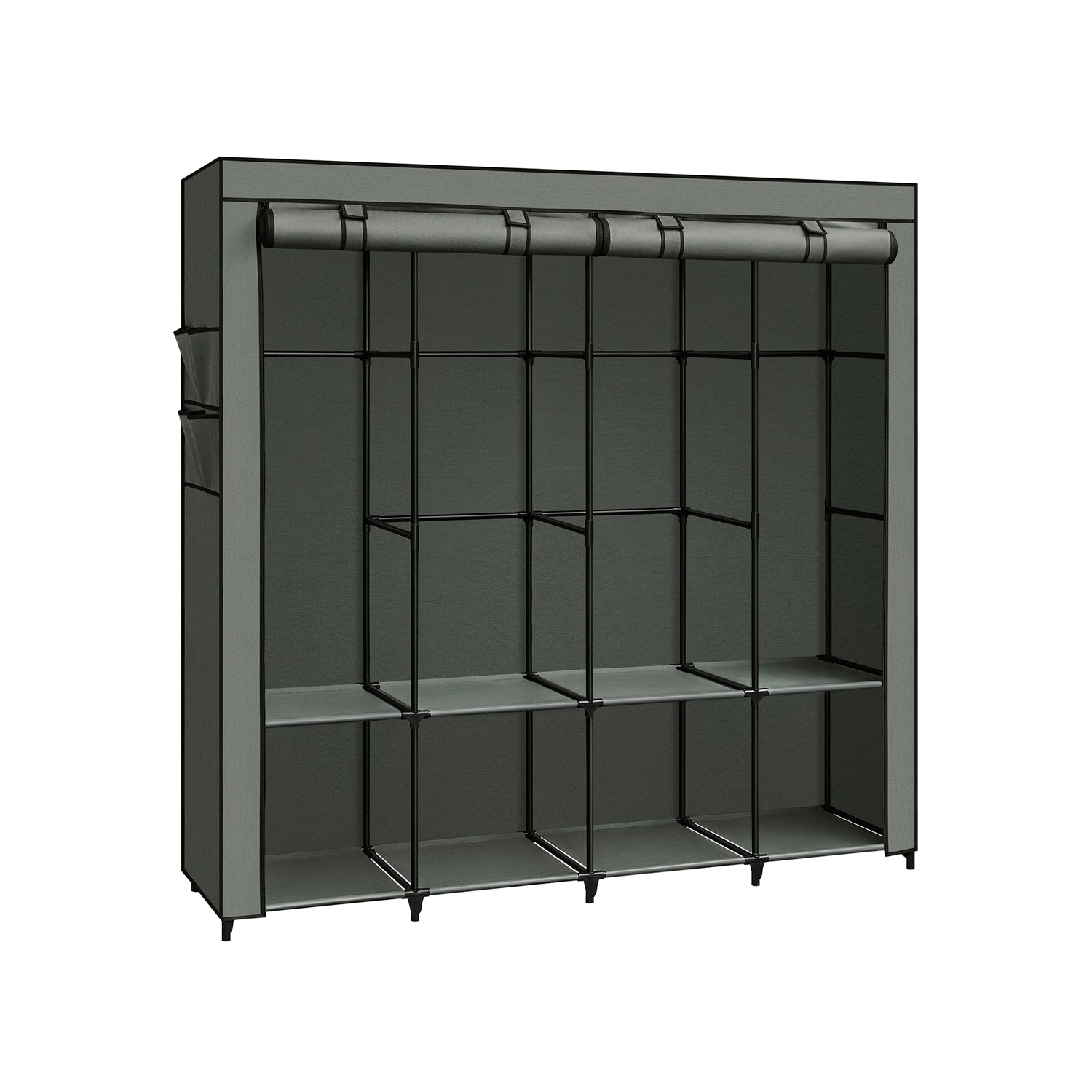 Portable Closet with Cover 4 Hanging Rods and Shelves