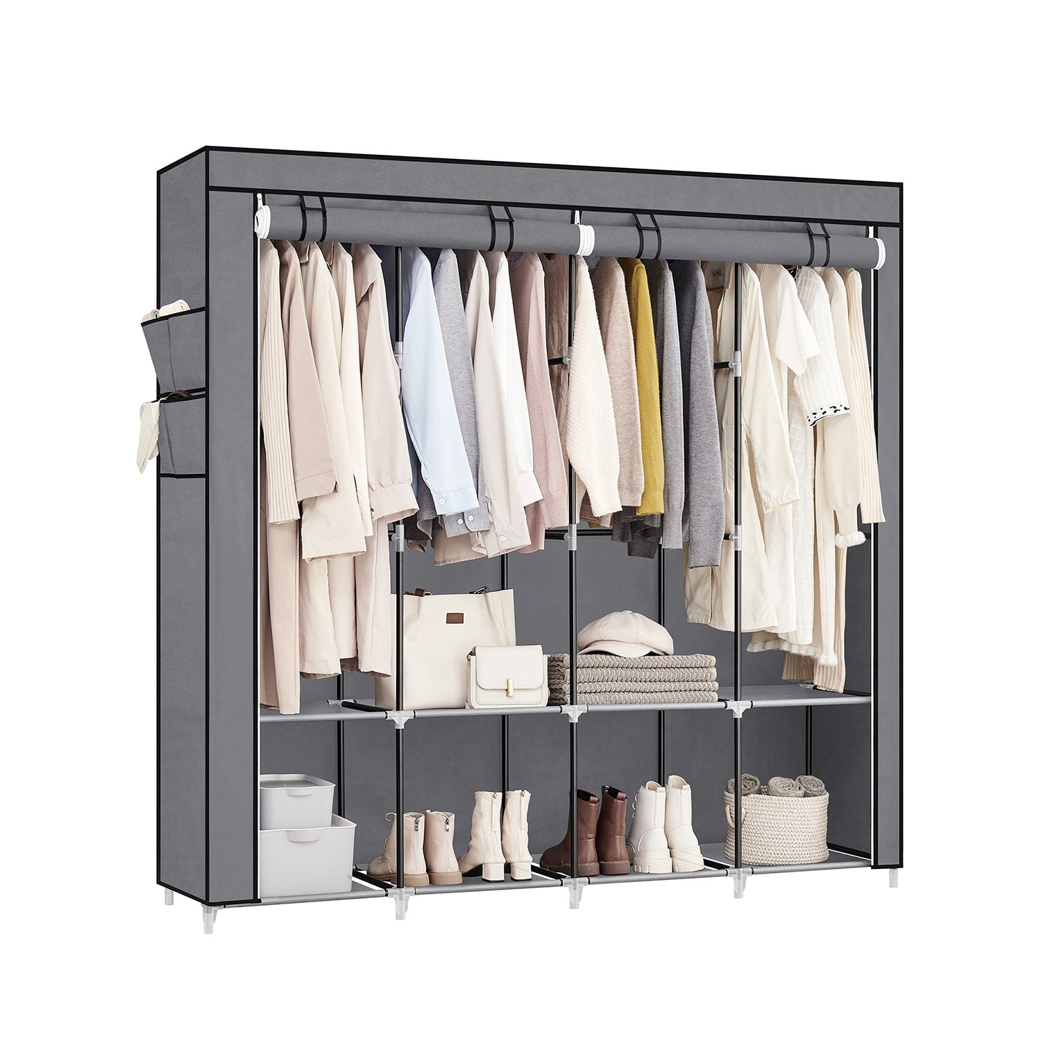 Portable Closet with 4 Hanging Rods