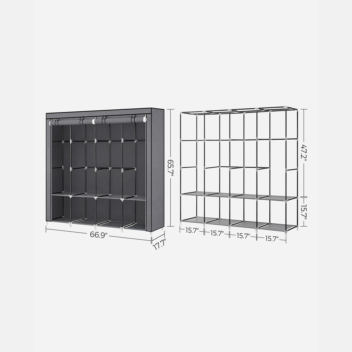 Stoffschrank, Kleiderschrank, 45 x 170 x 167 cm