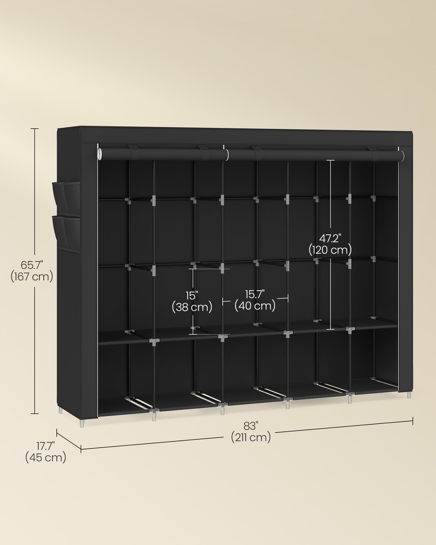 Wardrobe Closet Organizer with Cover